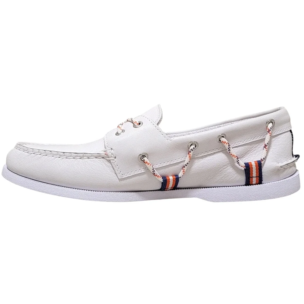 Sperry Men A/O Webbing Sport Boat Shoes Size US 11.5M Bone White Leather